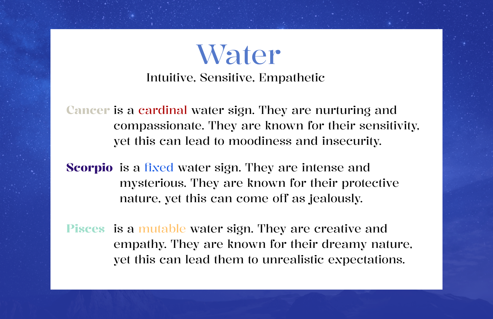 Representation of Water Element